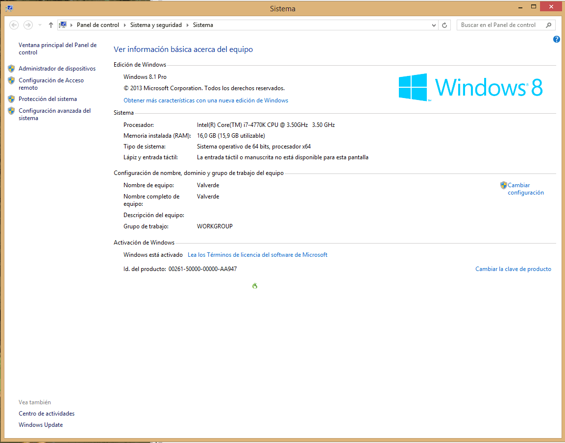 Como saber informações do sistema no Windows 8 b