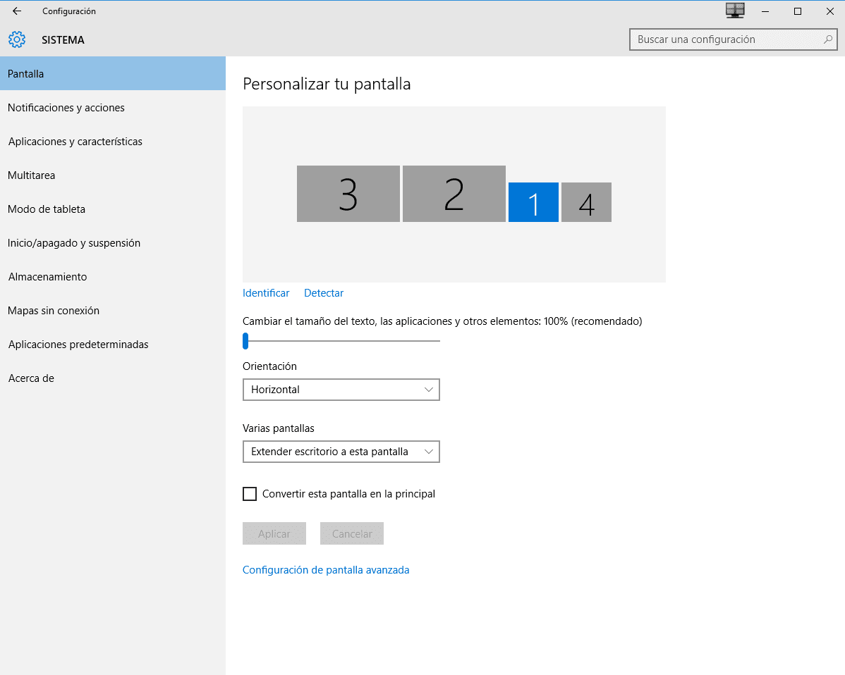 configurar varios monitores en Windows 10 b
