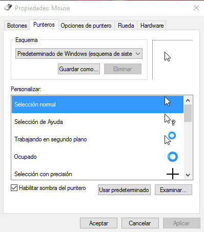 Как установить указатель мыши в Windows 10 c