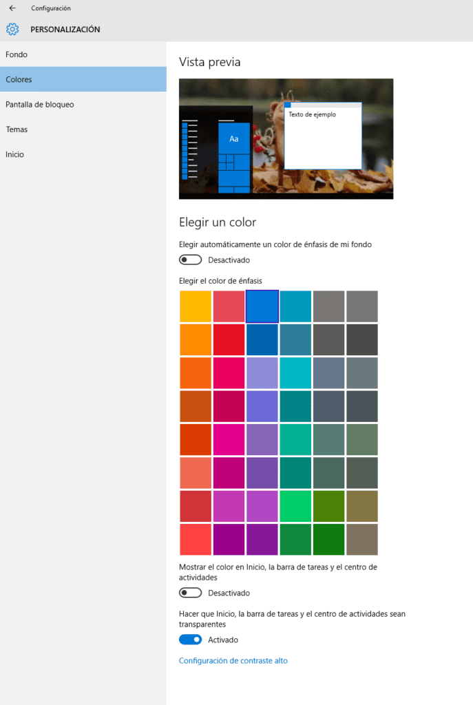 Cómo cambiar los colores en Windows 10 b
