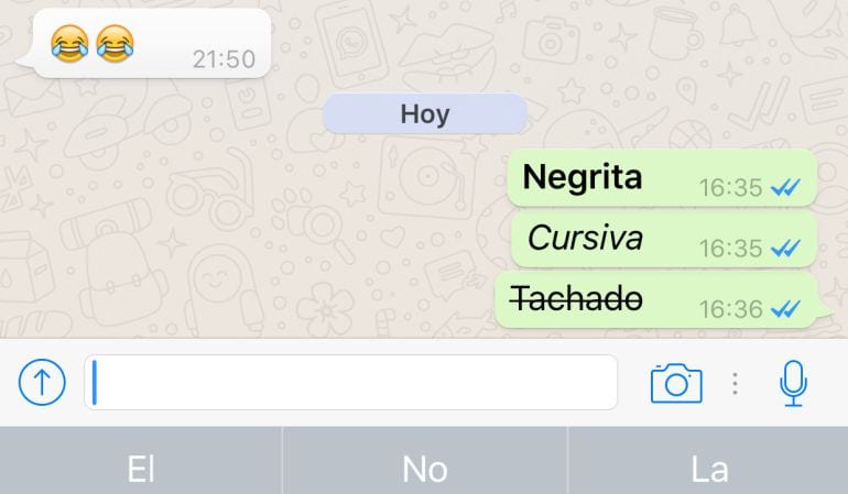 Cross out bold and italics in WhatsApp