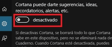 desactivar o activar Cortana en sistemas Windows