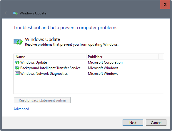 Solucionador de problemas Windows Update