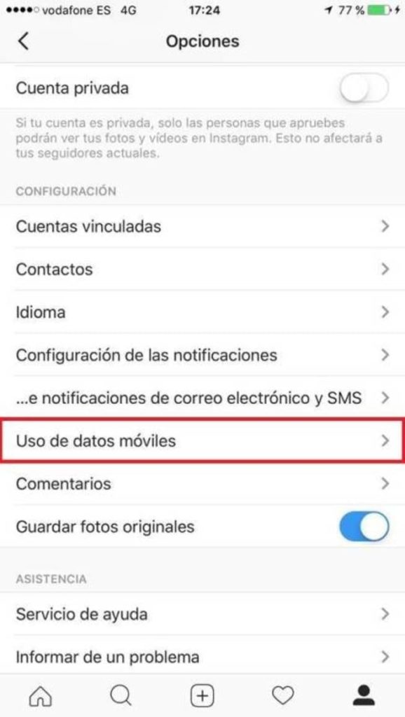 Desactivar reproducción automática de vídeos en Instagram