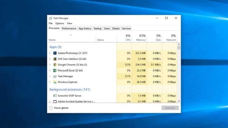 Keyboard shortcut to open task manager in Windows 10