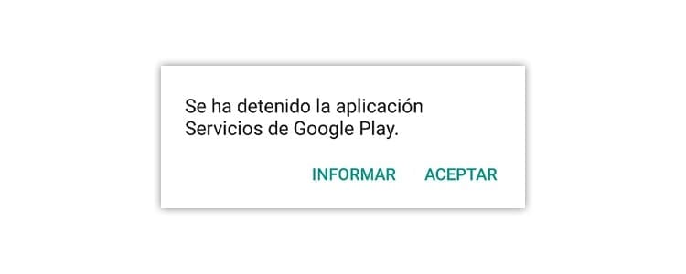 Mensaje servicios de google play