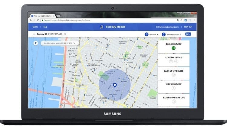 Cómo rastrear un celular Samsung con Find My Mobile