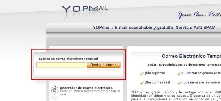 nuovo account di posta elettronica YOPmail