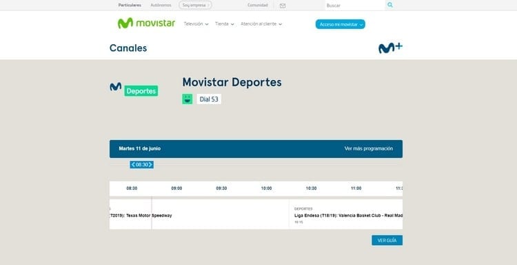 Página oficial de Movistar Deportes por Internet