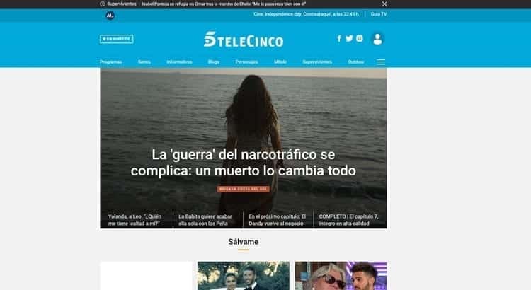 Página oficial de Telecinco por Internet