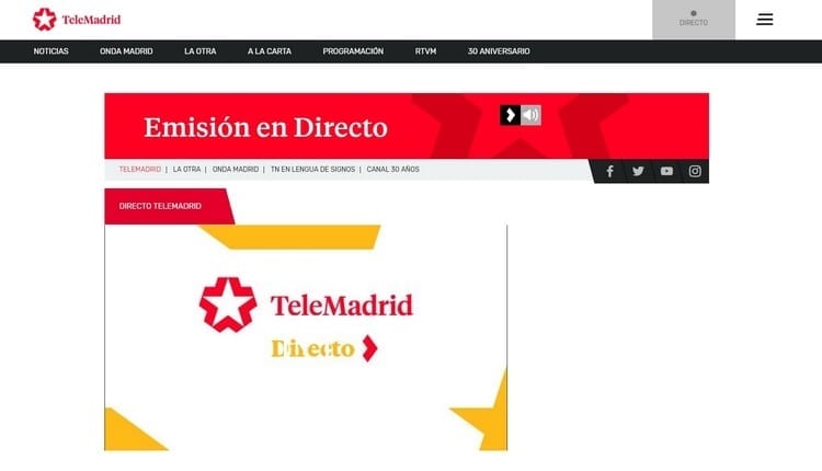 Página oficial de Telemadrid por Internet