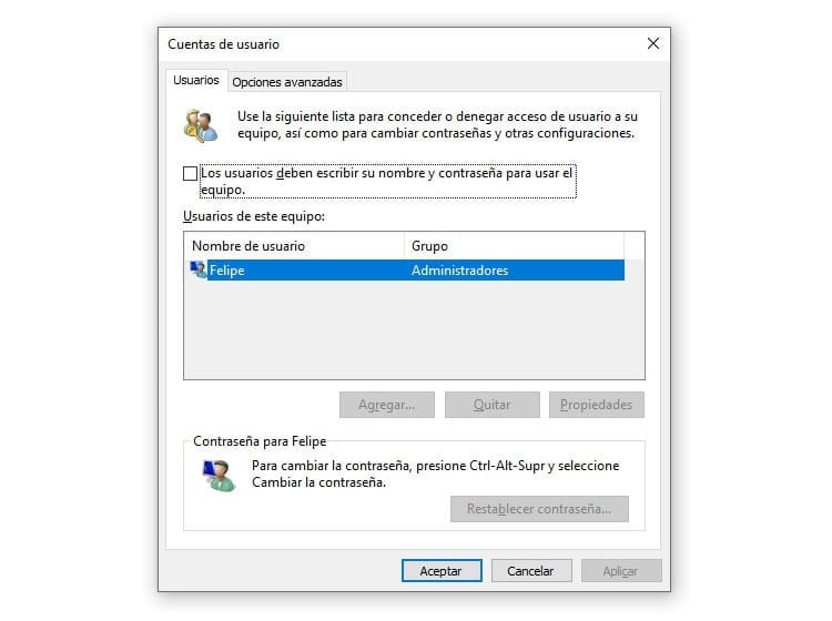 Cuentas de usuario de Windows 10