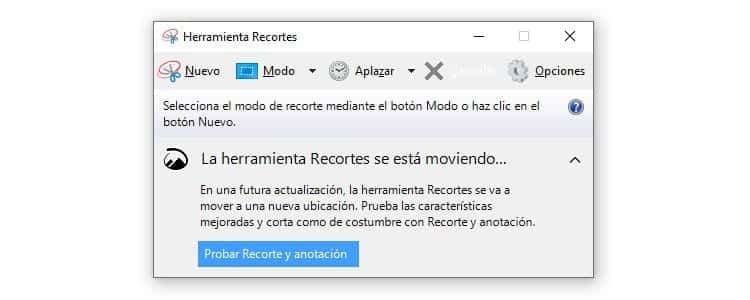 Herramienta Recortes Windows 10