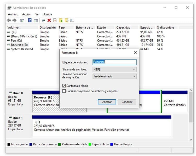 Formatear disco duro desde Windows