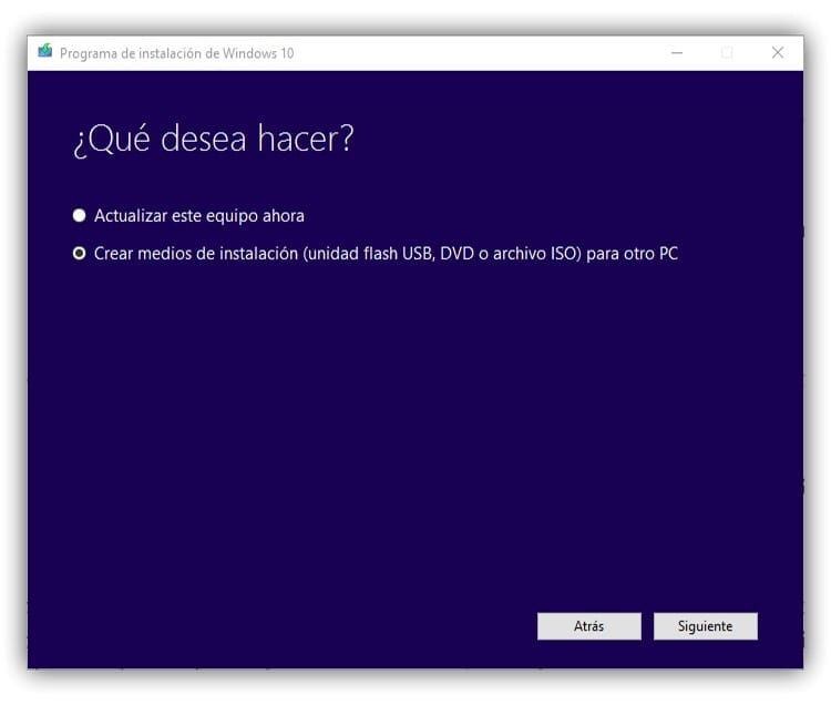 Crear DVD de Windows 10