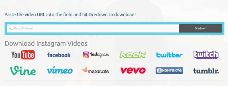 Dredown download video's van Instagram