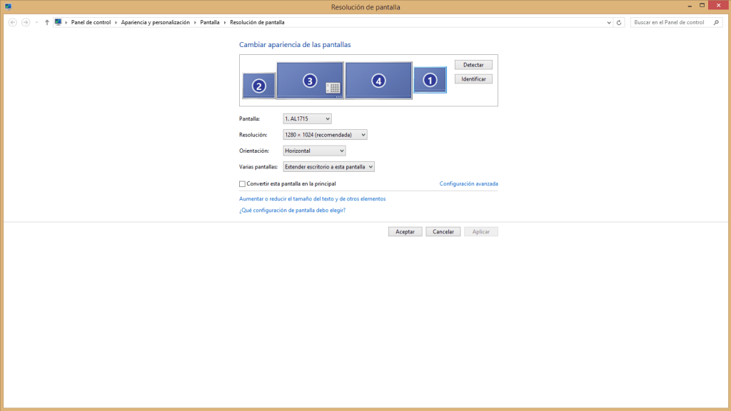 administrar las pantallas ser Windows 8 b